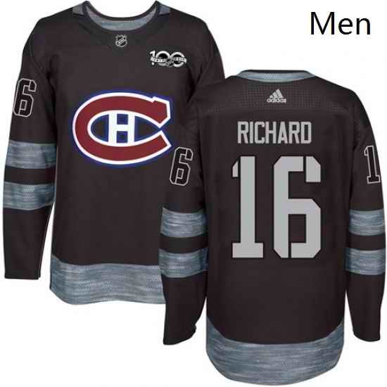 Mens Adidas Montreal Canadiens 16 Henri Richard Authentic Black 1917 2017 100th Anniversary NHL Jersey